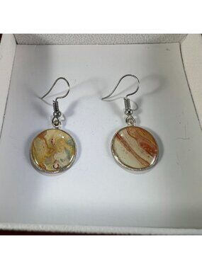 Handcrafted Circular Drop Earrings With Abstract Multicolor Design